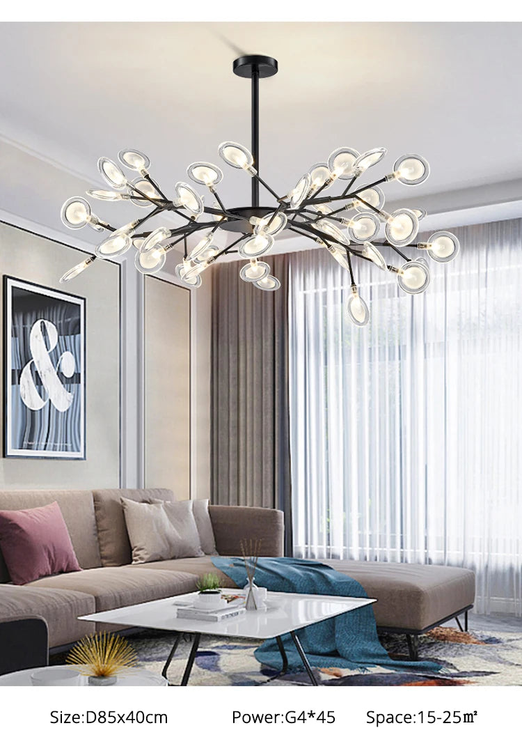 Modern Nordic gorgeous LED chandelier ceiling lamp for living room bedroom golden 54-head G9 bulb indoor luxury home decoration