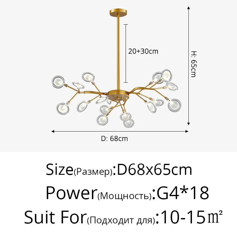 Modern Nordic gorgeous LED chandelier ceiling lamp for living room bedroom golden 54-head G9 bulb indoor luxury home decoration