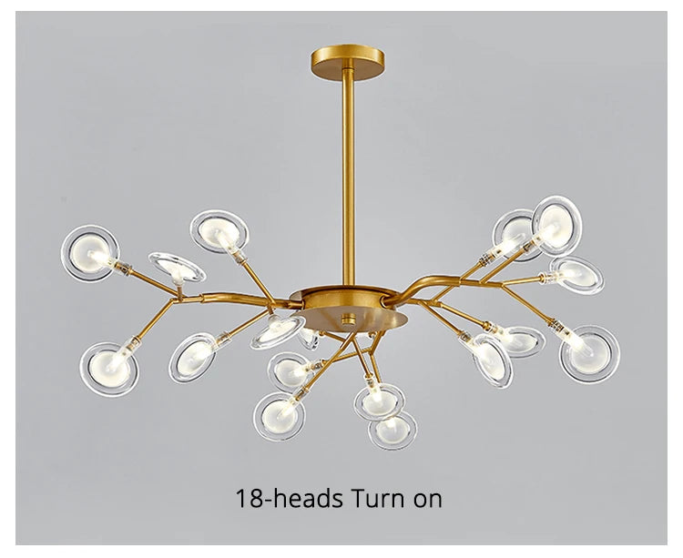 Modern Nordic gorgeous LED chandelier ceiling lamp for living room bedroom golden 54-head G9 bulb indoor luxury home decoration