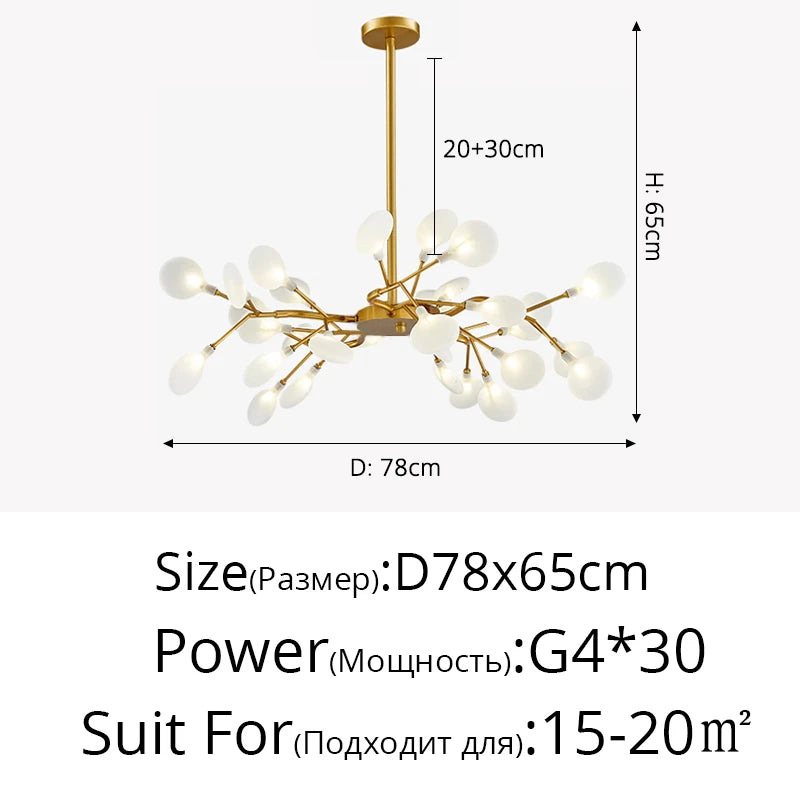 Modern Nordic gorgeous LED chandelier ceiling lamp for living room bedroom golden 54-head G9 bulb indoor luxury home decoration