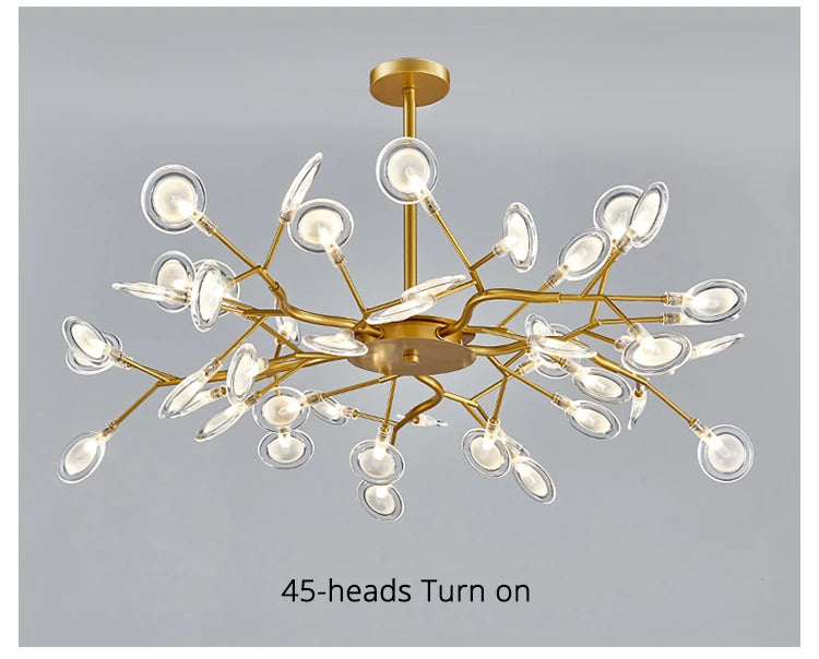Modern Nordic gorgeous LED chandelier ceiling lamp for living room bedroom golden 54-head G9 bulb indoor luxury home decoration