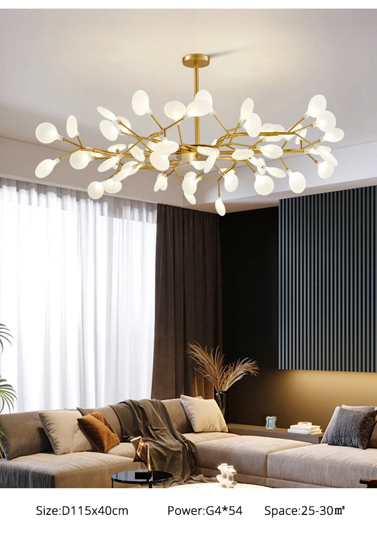 Modern Nordic gorgeous LED chandelier ceiling lamp for living room bedroom golden 54-head G9 bulb indoor luxury home decoration