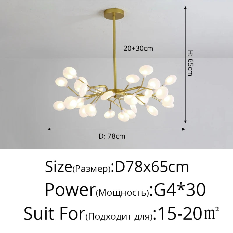 Modern Nordic gorgeous LED chandelier ceiling lamp for living room bedroom golden 54-head G9 bulb indoor luxury home decoration