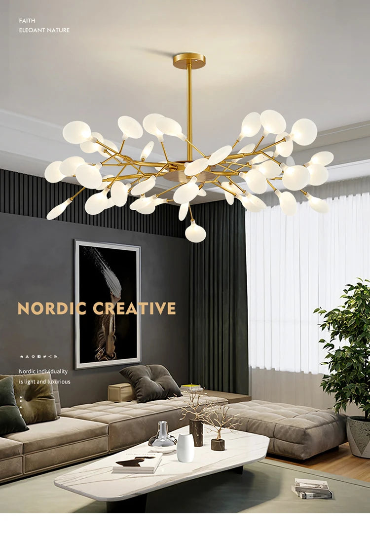 Modern Nordic gorgeous LED chandelier ceiling lamp for living room bedroom golden 54-head G9 bulb indoor luxury home decoration
