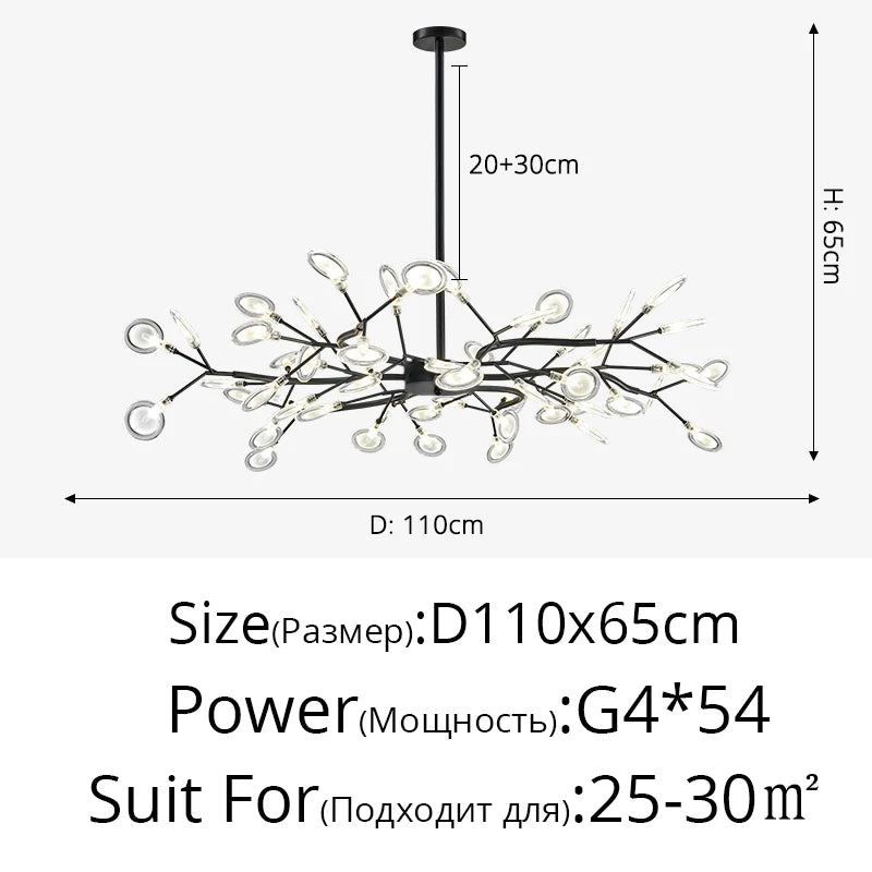 Modern Nordic gorgeous LED chandelier ceiling lamp for living room bedroom golden 54-head G9 bulb indoor luxury home decoration
