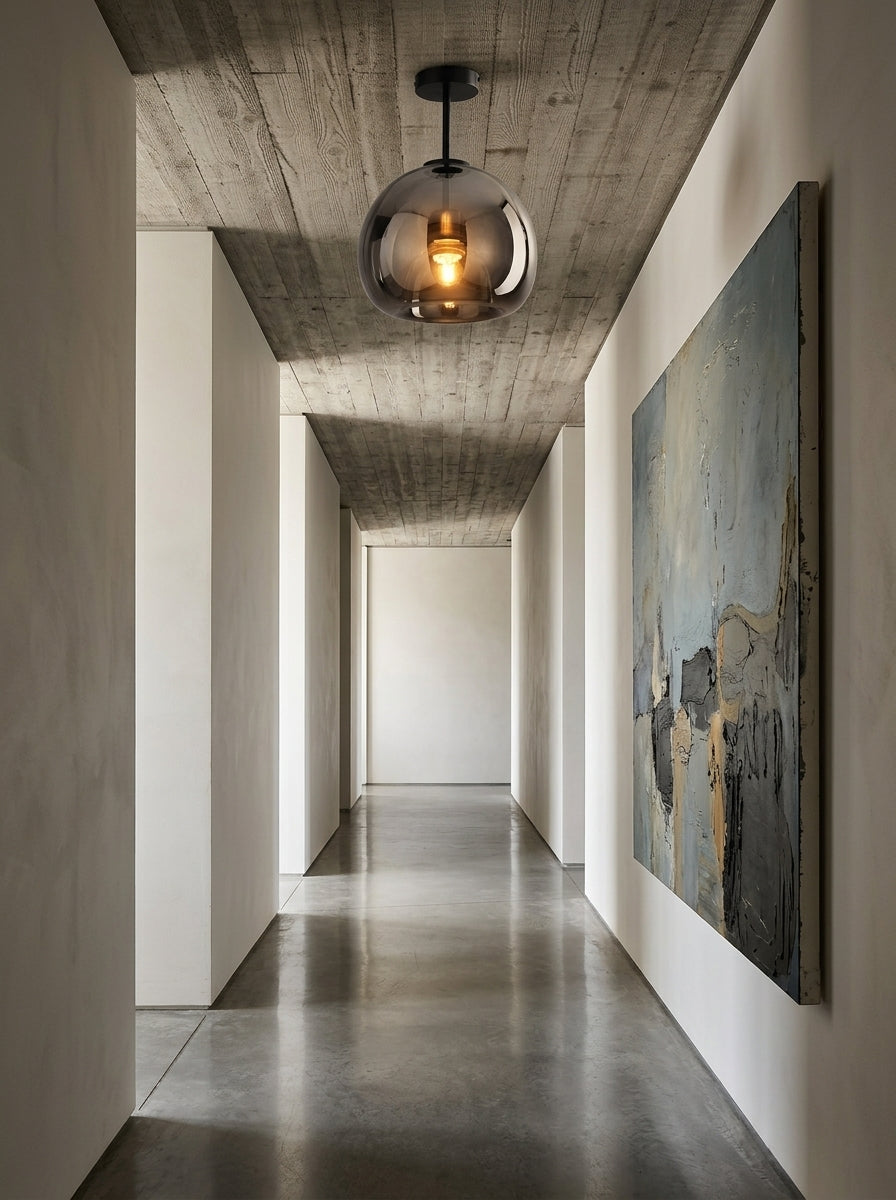 Plafonnier en Verre Fumé & Laiton Design Nordique - SANA