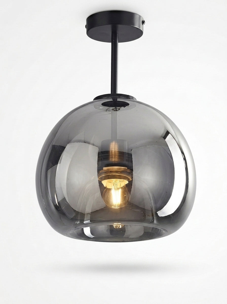 Plafonnier en Verre Fumé & Laiton Design Nordique - SANA