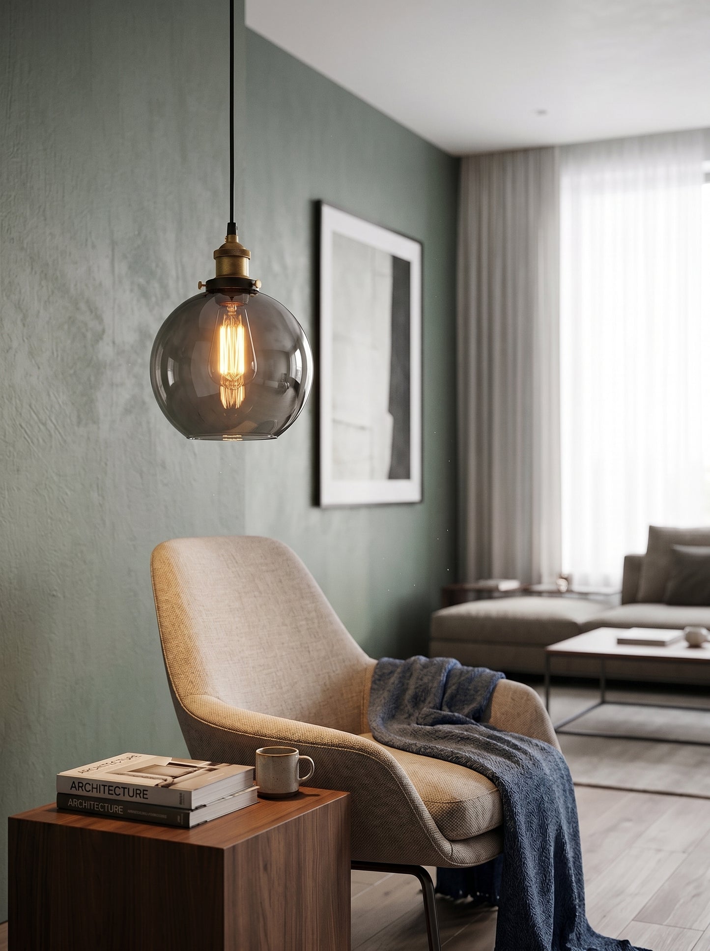 Suspension Luminaire en Verre Fumé - FUMEA