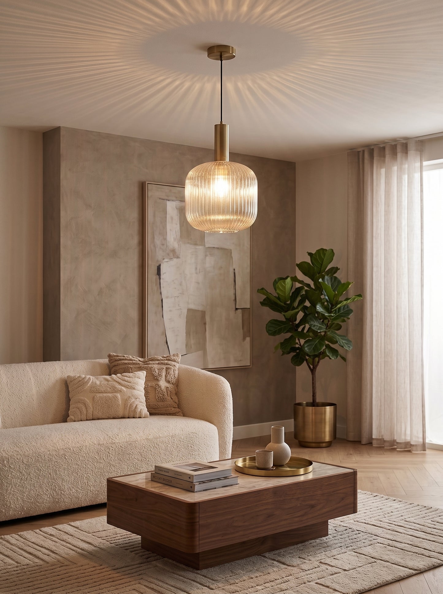 Suspension en Verre Strié Design Nordique - KURA
