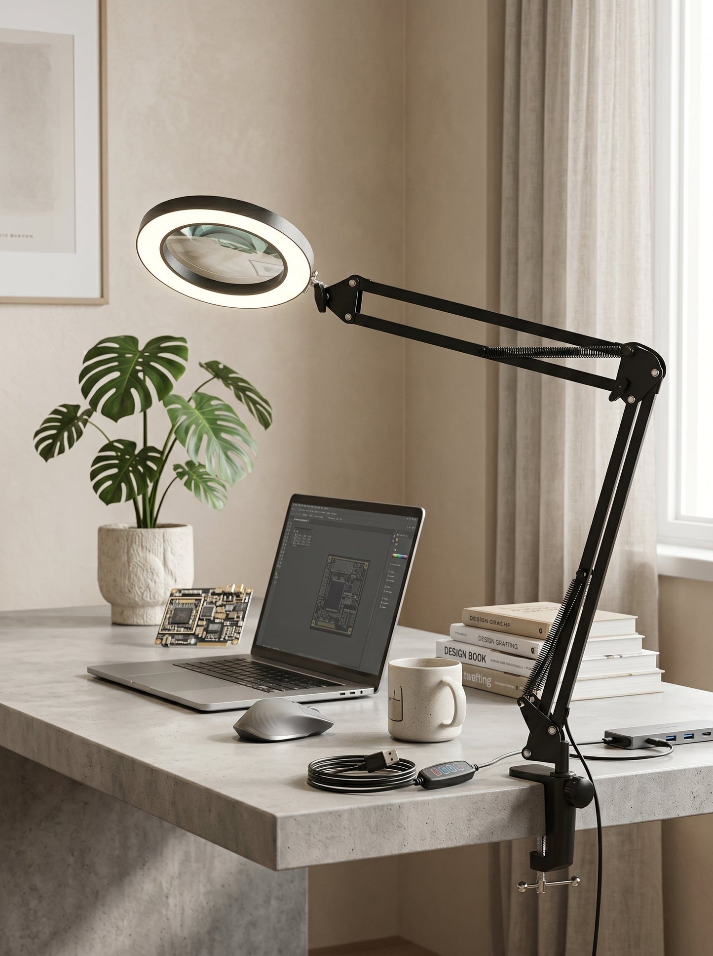 Lampe Loupe de Bureau Zoom x5 - LUXIRA
