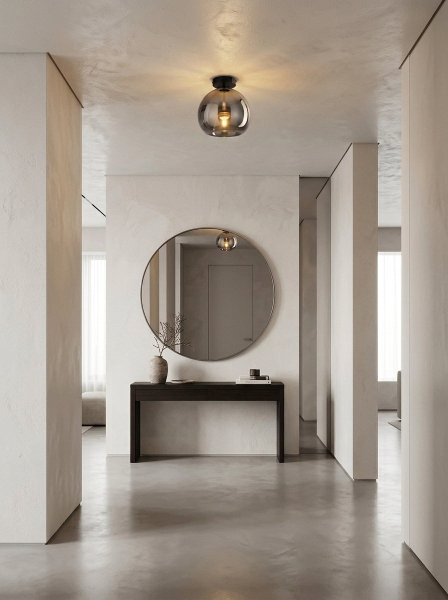 Plafonnier en Verre Fumé & Laiton Design Nordique - SANA