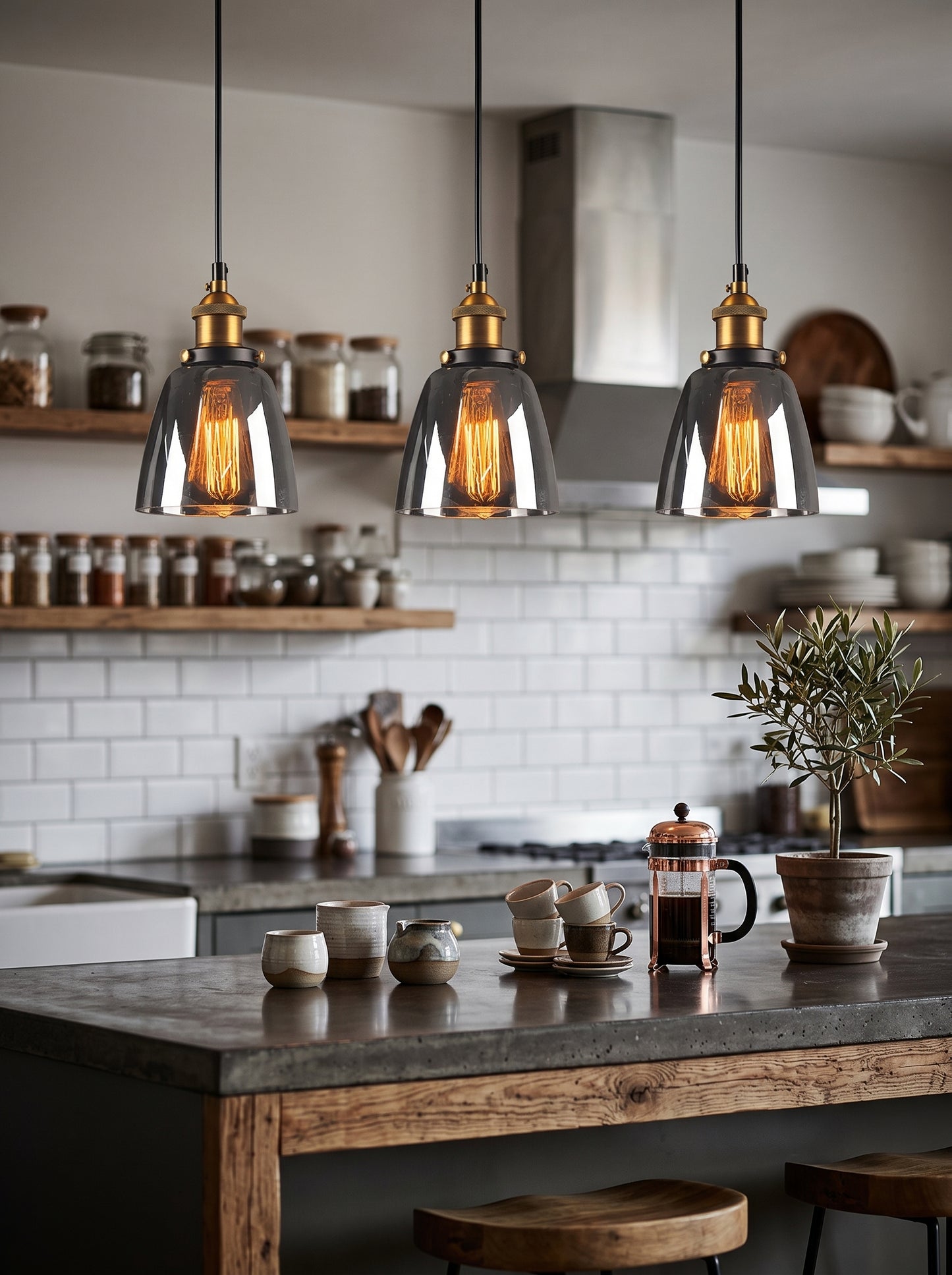 Suspension Luminaire en Verre Fumé - FUMEA