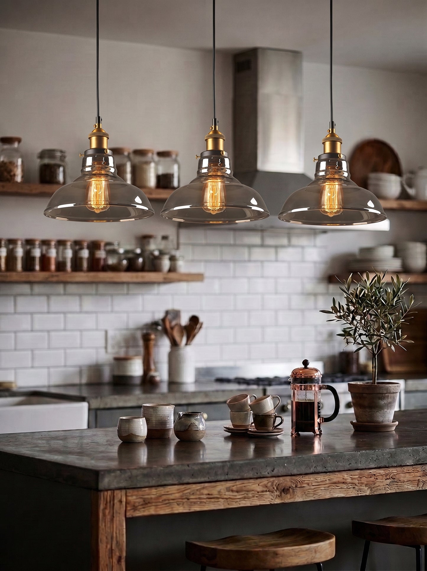 Suspension Luminaire en Verre Fumé - FUMEA