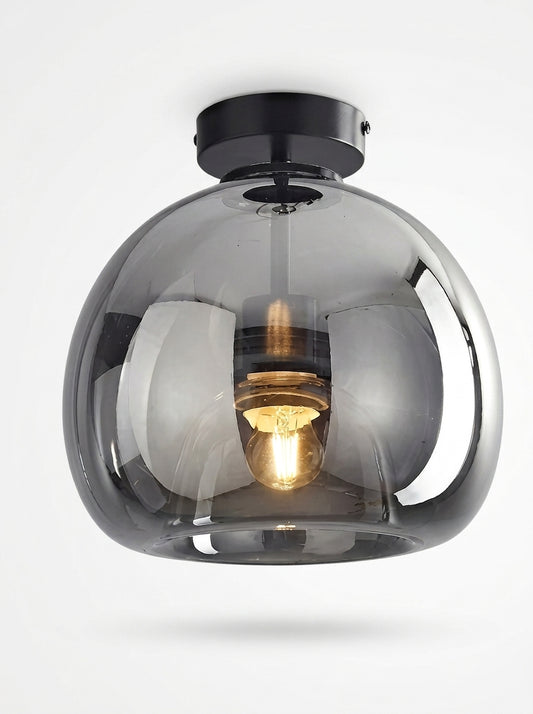 Plafonnier en Verre Fumé & Laiton Design Nordique - SANA