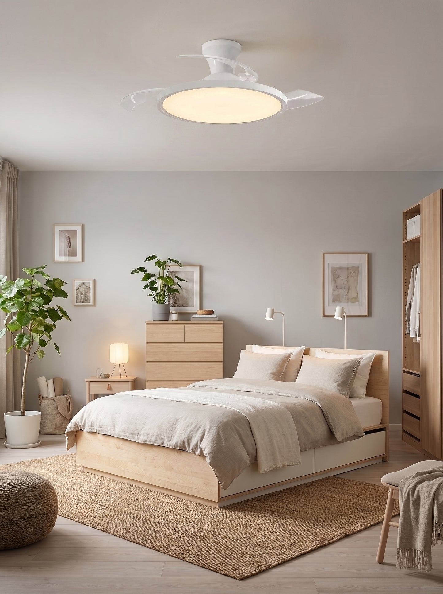 Plafonnier Ventilateur LED à Pales Rétractables - LUMENIS