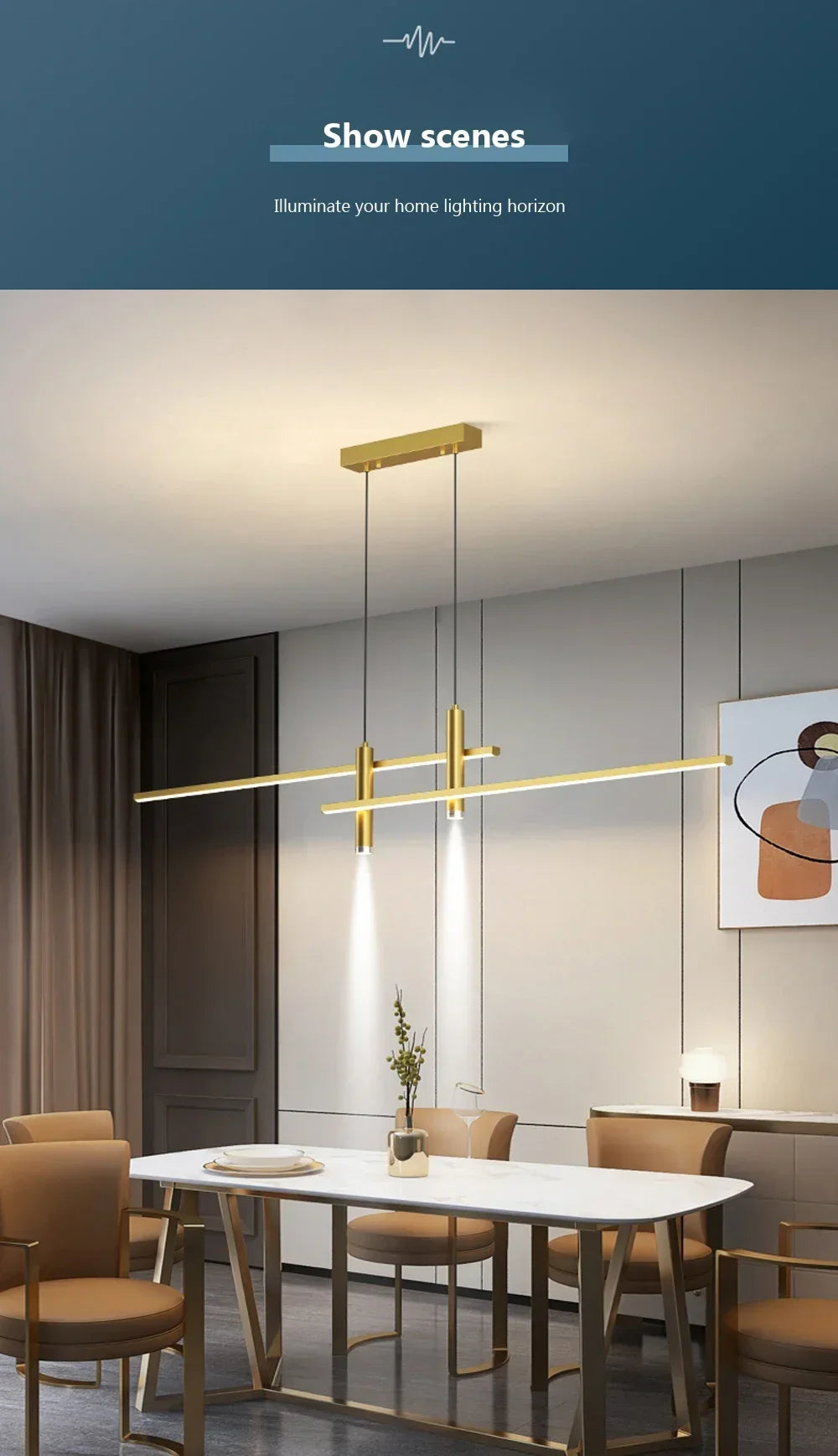 DINDALLED LED Pendant Light Restaurant Hanging Lamp Smart Remote Control Color Temperature Brightness Living Room Chandelier