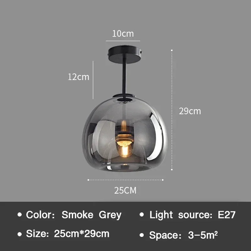 Modern Ceiling Light Nordic Cognac Glass Ceiling Lamp LED Minimalist for Living Dinning Room Aisle Creative Lighting Home Decor