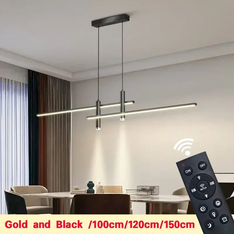 DINDALLED LED Pendant Light Restaurant Hanging Lamp Smart Remote Control Color Temperature Brightness Living Room Chandelier