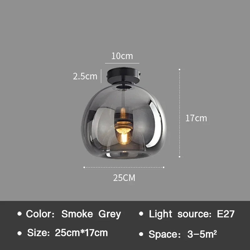 Modern Ceiling Light Nordic Cognac Glass Ceiling Lamp LED Minimalist for Living Dinning Room Aisle Creative Lighting Home Decor
