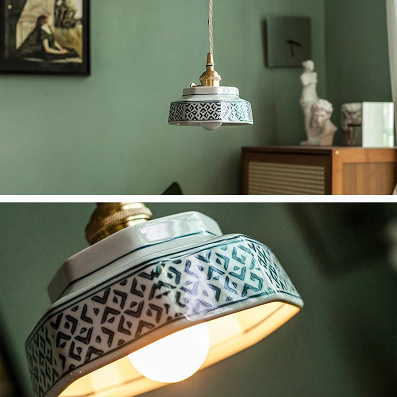 New Chinese-style retro ceramic pendant lights, Japanese-style guesthouse display windows, restaurant tea room bar counter islan